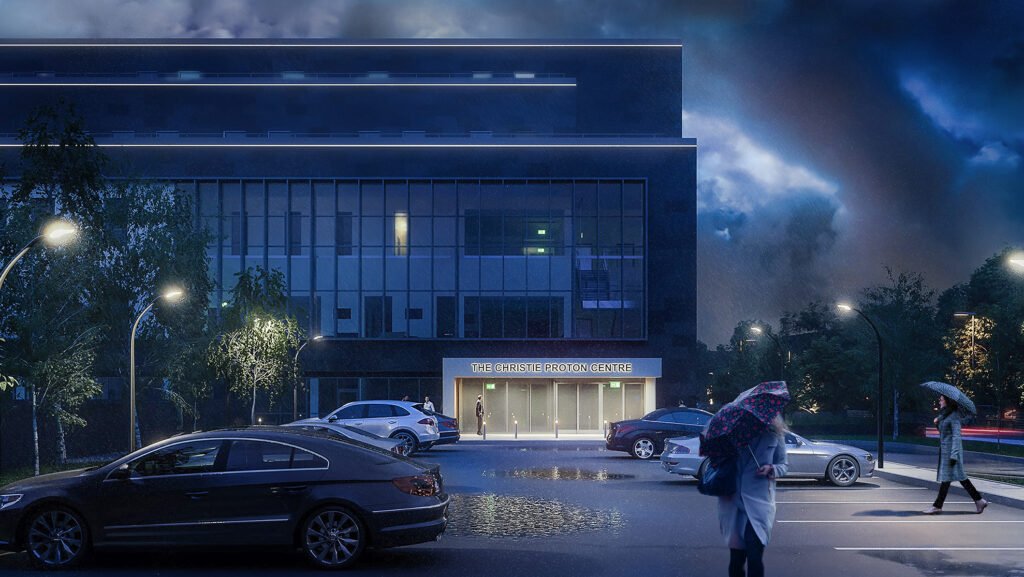 Panoramic view of PBT Manchester facility with state-of-the-art industrial design elements.
